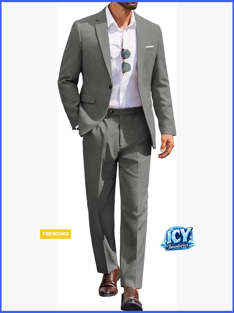 Classic Fit 2 Piece Suit Set With Recycled Polyester